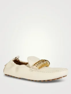 Gommino Ring-Embellished Leather Driving Shoes