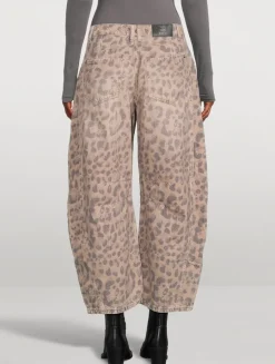 Good Luck Barrel-Leg Jeans In Snakeskin Print