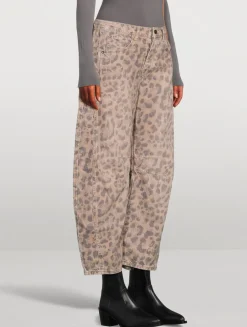 Good Luck Barrel-Leg Jeans In Snakeskin Print