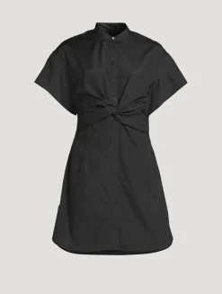 Gretchen Twist-Front Poplin Shirt Dress