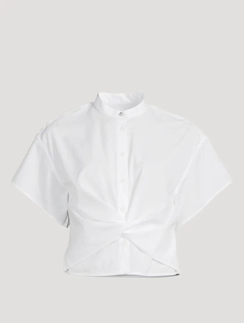 Gretchen Twist-Front Poplin Shirt