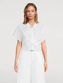 Gretchen Twist-Front Poplin Shirt