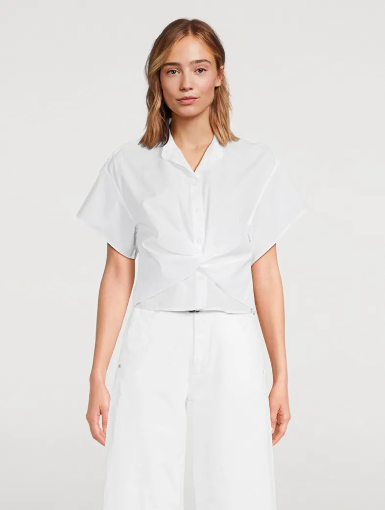 Gretchen Twist-Front Poplin Shirt