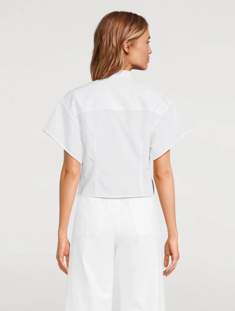 Gretchen Twist-Front Poplin Shirt