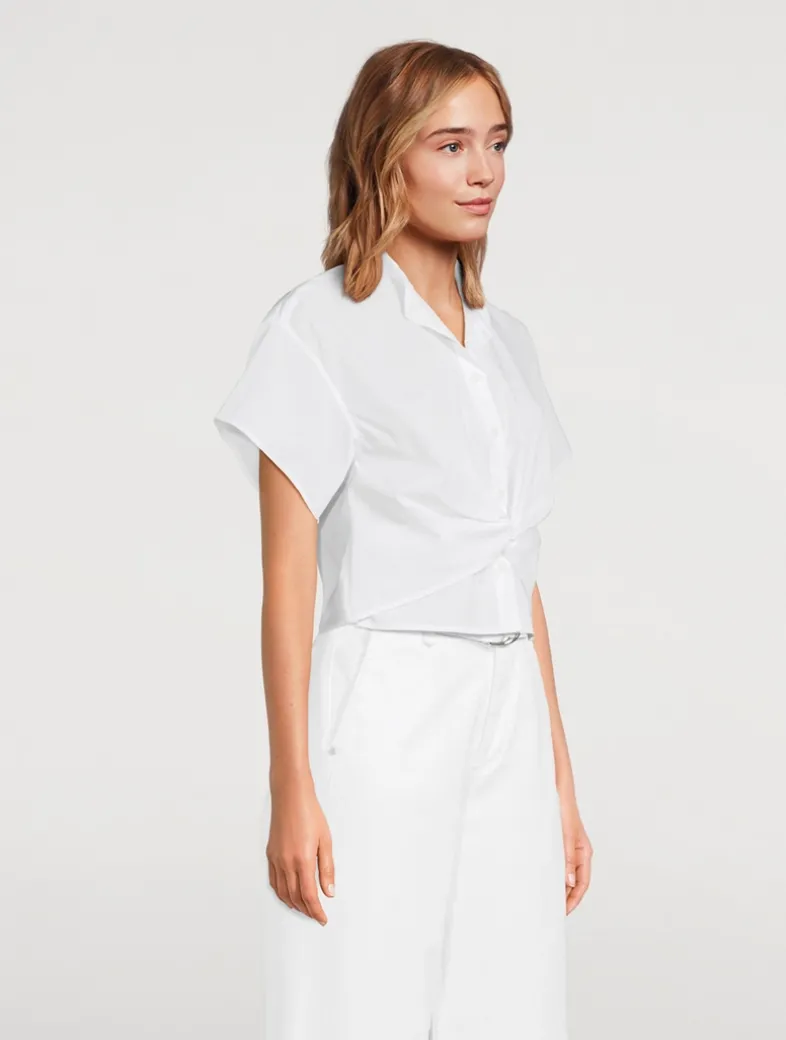 Gretchen Twist-Front Poplin Shirt