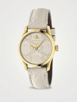 G-Timeless Leather Strap Watch