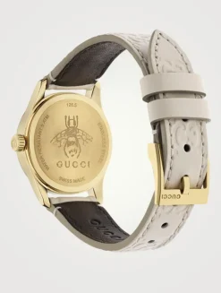 G-Timeless Leather Strap Watch