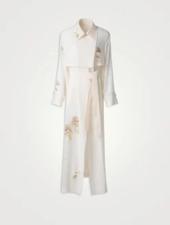 Haider Belted Silk Trench Coat In Floral Print