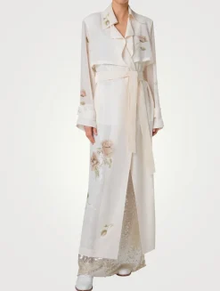 Haider Belted Silk Trench Coat In Floral Print