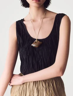 Hand Plissé Sleeveless Blouse