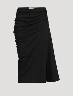Harens Ruched Jersey Midi Skirt