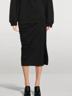 Harens Ruched Jersey Midi Skirt