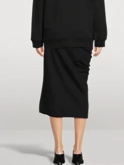 Harens Ruched Jersey Midi Skirt