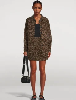 Harloe Denim Jacket In Leopard Print