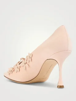 Harneclo Floral-Appliqué Suede Pumps