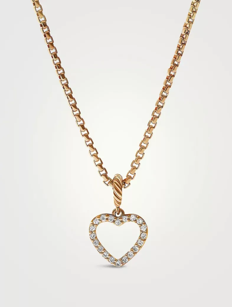 Heart Amulet In 18k Yellow Gold With Pavé Diamonds
