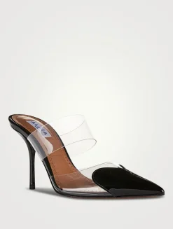 Heart Patent Leather And PVC Mules