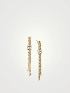 Helena Box Chain Drop Earrings In 18k Yellow Gold With Pavé Diamonds