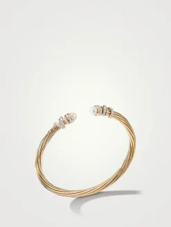 Helena Bracelet In 18k Yellow Gold With Pearls And Pavé Diamonds