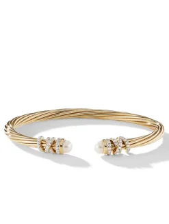 Helena Bracelet In 18k Yellow Gold With Pearls And Pavé Diamonds