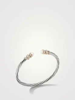 Helena Bracelet In Sterling Silver With Pearls, 18k Yellow Gold And Pavé Diamonds