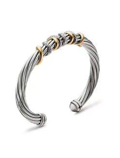 Helena Center Station Bracelet In Sterling Silver With 18k Yellow Gold And Diamonds, 6mm