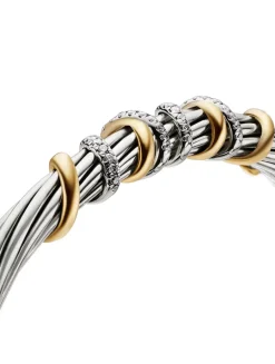 Helena Center Station Bracelet In Sterling Silver With 18k Yellow Gold And Diamonds, 6mm