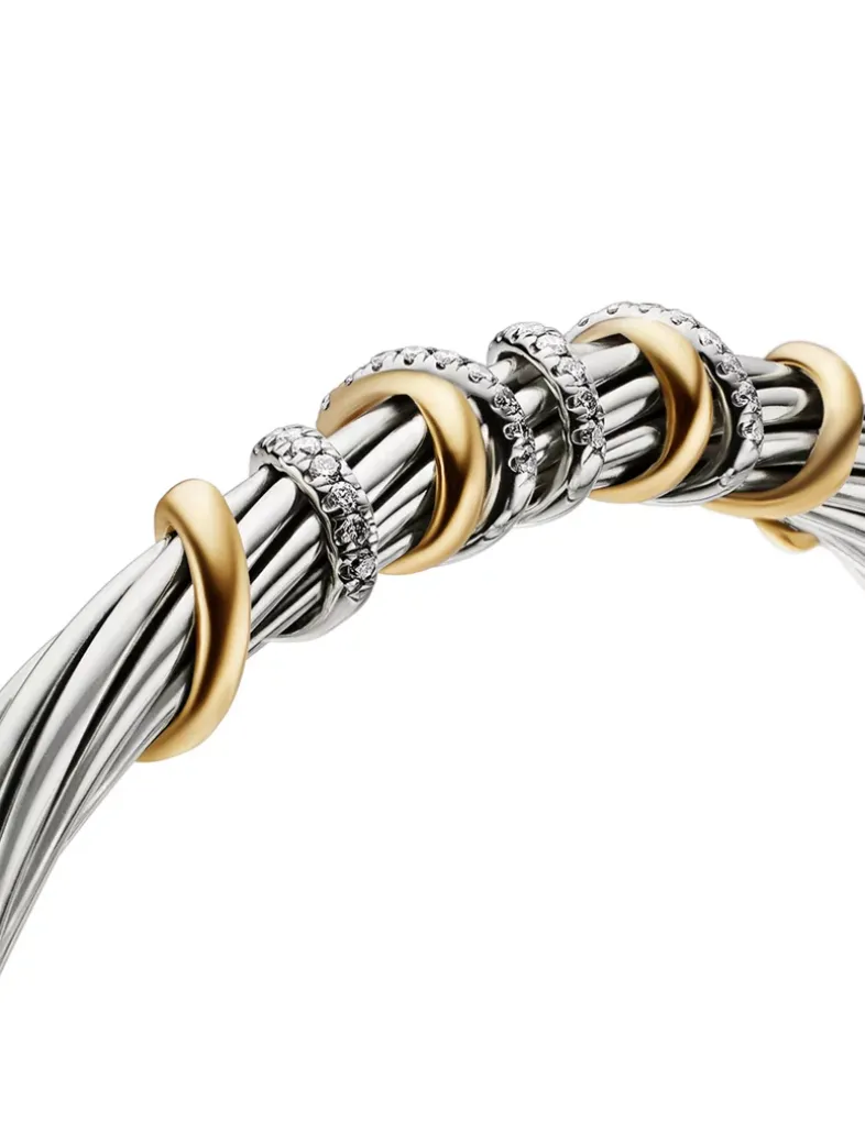 Helena Center Station Bracelet In Sterling Silver With 18k Yellow Gold And Diamonds, 6mm