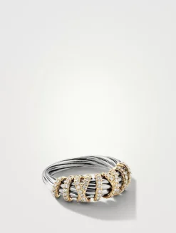 Helena Ring In Sterling Silver With 18k Yellow Gold And Pavé Diamonds