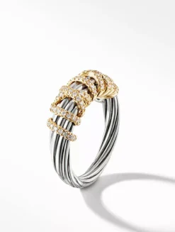 Helena Ring In Sterling Silver With 18k Yellow Gold And Pavé Diamonds