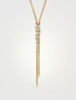 Helena Y Necklace In 18k Yellow Gold With Pavé Diamonds