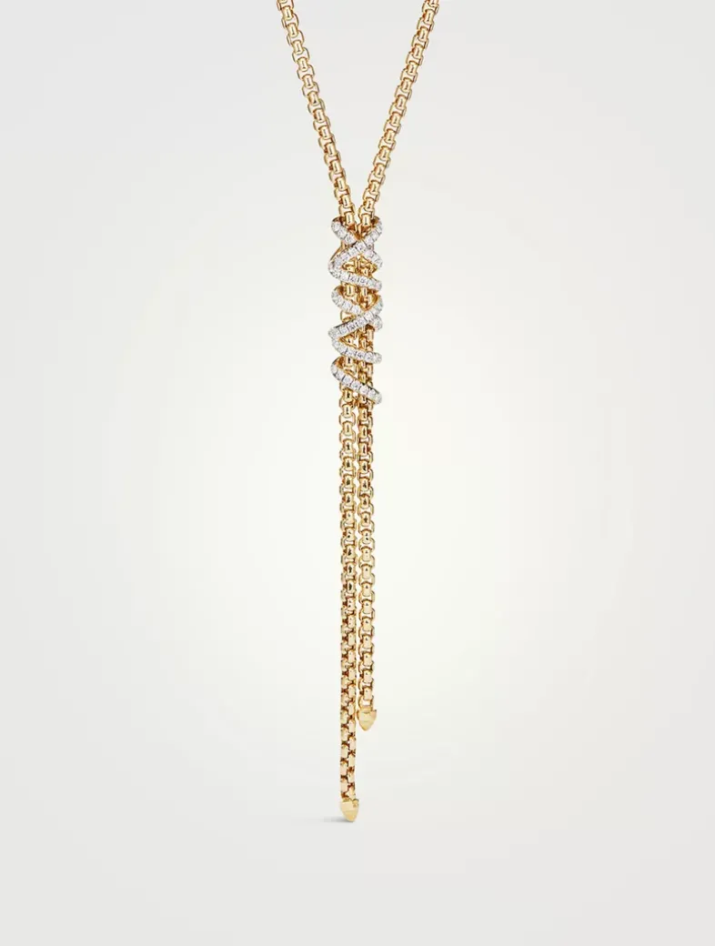 Helena Y Necklace In 18k Yellow Gold With Pavé Diamonds
