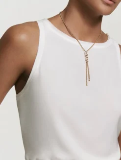 Helena Y Necklace In 18k Yellow Gold With Pavé Diamonds