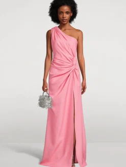 Helene One-Shoulder Crêpe Gown