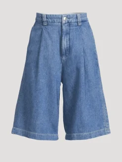 Hepburn Pleated Denim Shorts