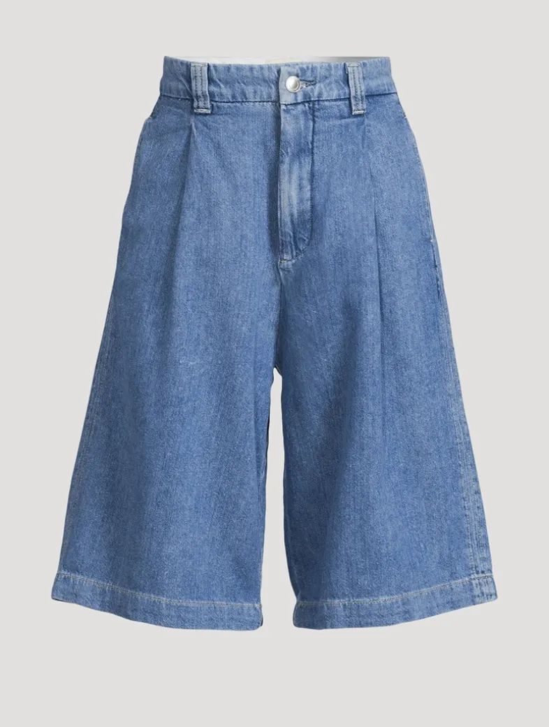Hepburn Pleated Denim Shorts