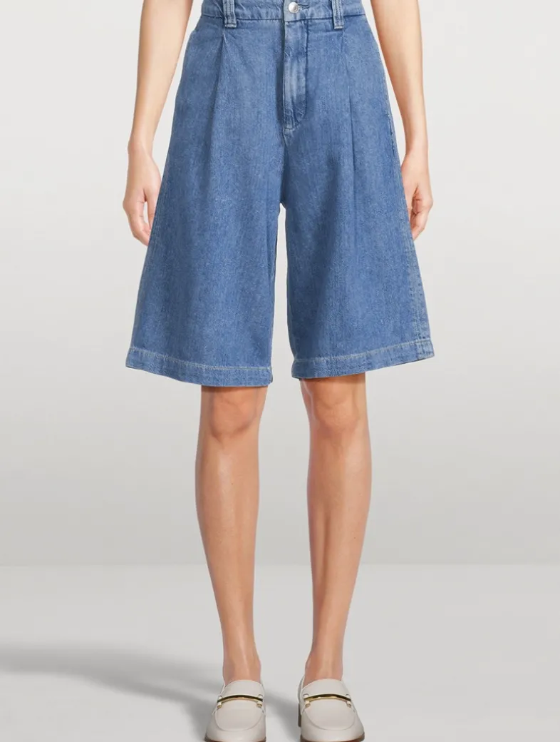 Hepburn Pleated Denim Shorts