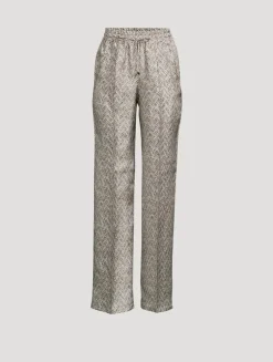 Herringbone Silk Drawstring Trousers