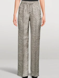 Herringbone Silk Drawstring Trousers