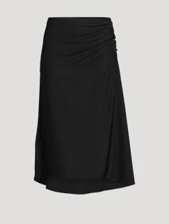 Hevira Draped Jersey Midi Skirt