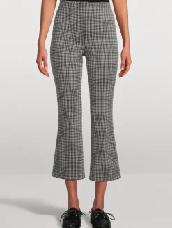 High Waisted Knit Plaid Kick Pants