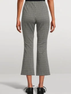 High Waisted Knit Plaid Kick Pants