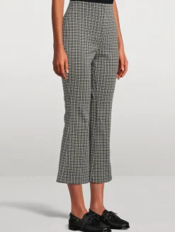 High Waisted Knit Plaid Kick Pants