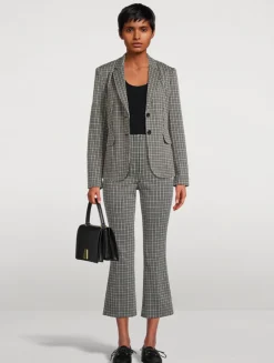 High Waisted Knit Plaid Kick Pants