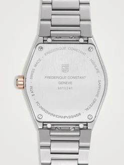 Highlife Slimline Mother-Of-Pearl Stainless Steel Bracelet Watch With Diamonds