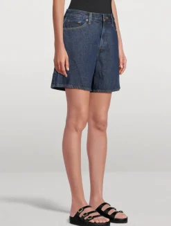 High-Rise Baggy Denim Shorts