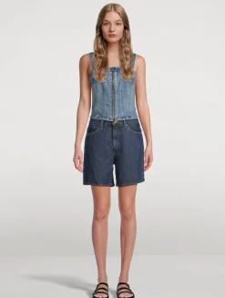 High-Rise Baggy Denim Shorts