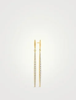 HOF 18K Gold Classic Stiletto Drop Earrings With Diamonds