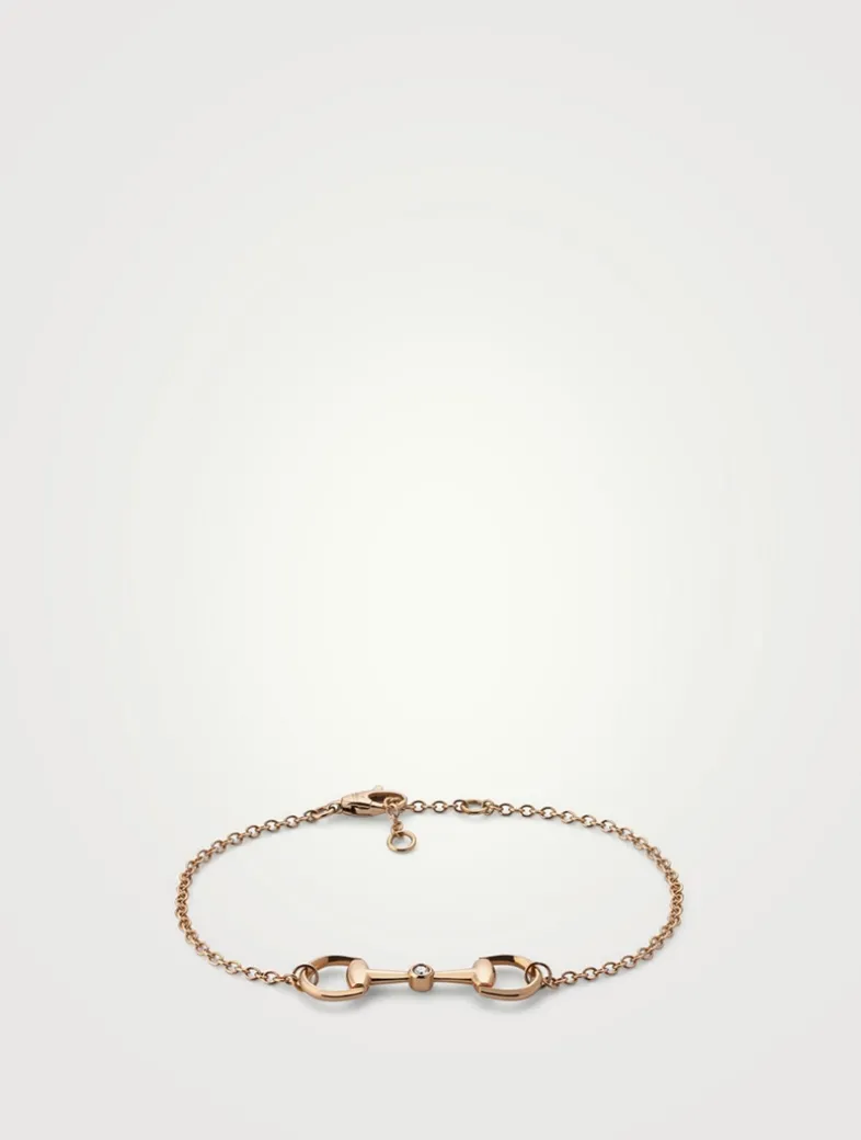 Horsebit 18K Rose Gold Diamond Chain Bracelet