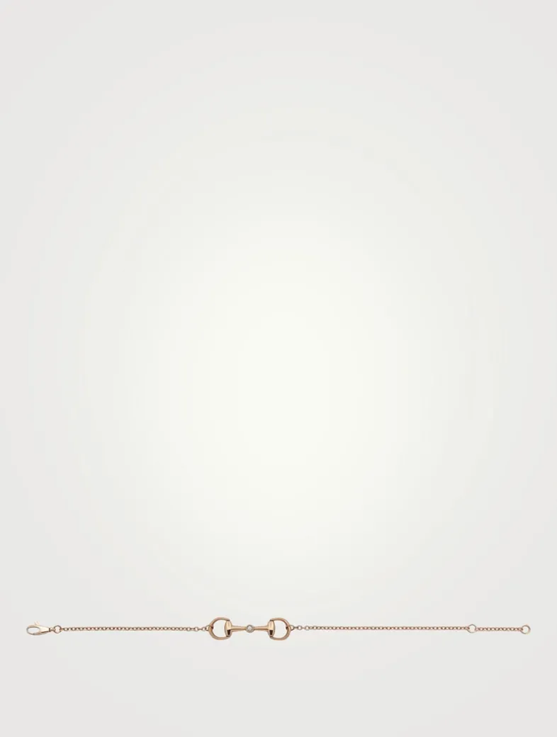 Horsebit 18K Rose Gold Diamond Chain Bracelet